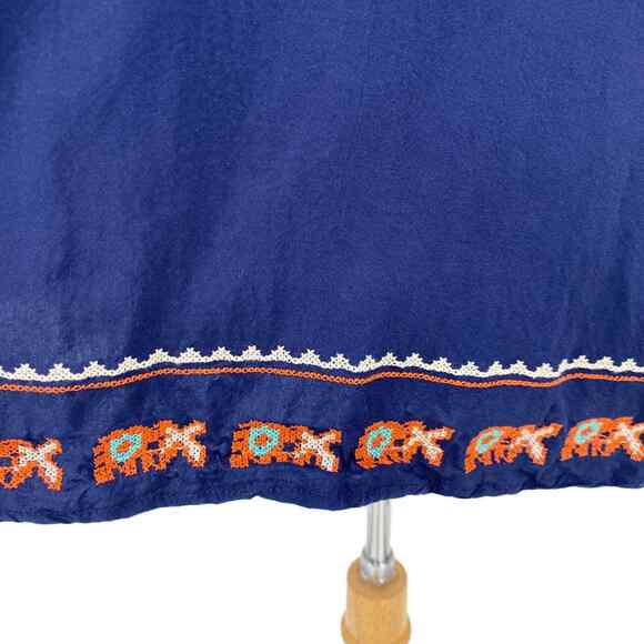 Mur Mur Mini Dress Womens Small Blue Embroidered Aztec Southwest Short Sleeve - Picture 4 of 8